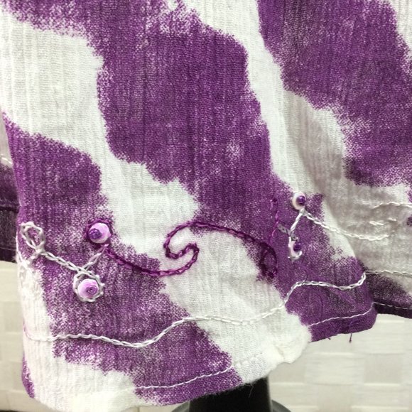 Soft Surroundings Purple/White Gauze Smocked Dress - Picture 4 of 6